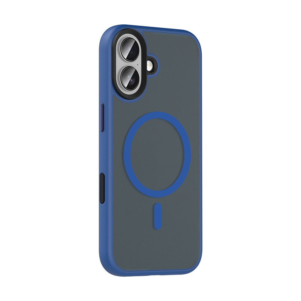 Apple iPhone 17 Kılıf Mat Arka Yüzey Wireless Şarj Özellikli Zore Flet M-safe Kapak Lacivert