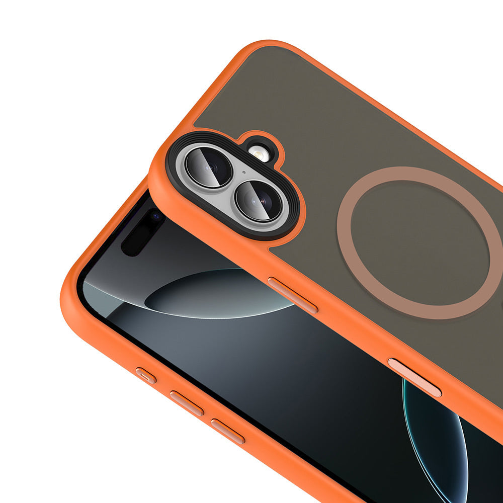 Apple iPhone 17 Kılıf Mat Arka Yüzey Wireless Şarj Özellikli Zore Flet M-safe Kapak Desert Titanyum