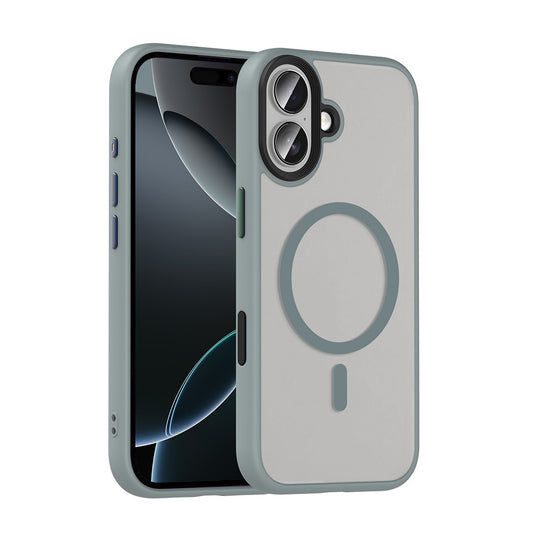 Apple iPhone 17 Kılıf Mat Arka Yüzey Wireless Şarj Özellikli Zore Flet M-safe Kapak Lacivert