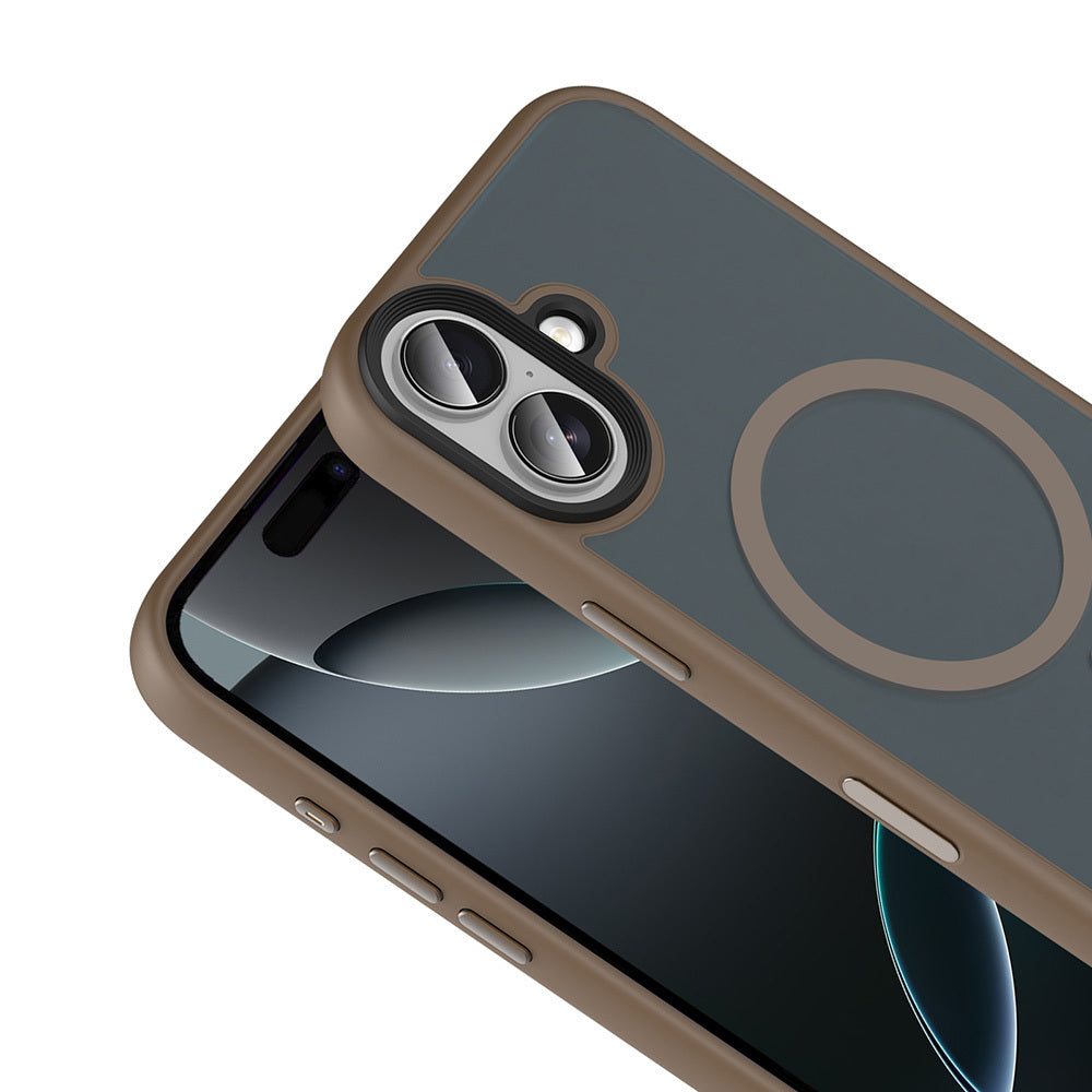 Apple iPhone 17 Kılıf Mat Arka Yüzey Wireless Şarj Özellikli Zore Flet M-safe Kapak Turuncu