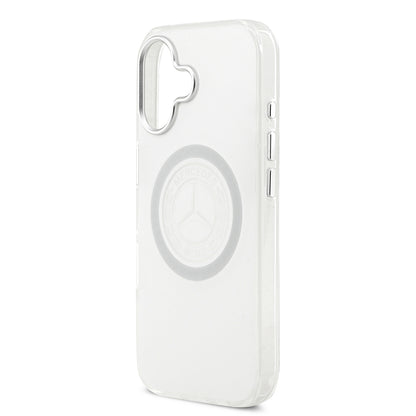 Apple iPhone 17 Kılıf Mercedes Benz Orjinal Lisanslı M-safe Şarj Özellikli Buzlu PC Nostaljik Yıldız Dizayn Kapak Beyaz