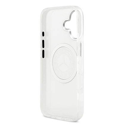 Apple iPhone 17 Kılıf Mercedes Benz Orjinal Lisanslı M-safe Şarj Özellikli Buzlu PC Nostaljik Yıldız Dizayn Kapak Beyaz