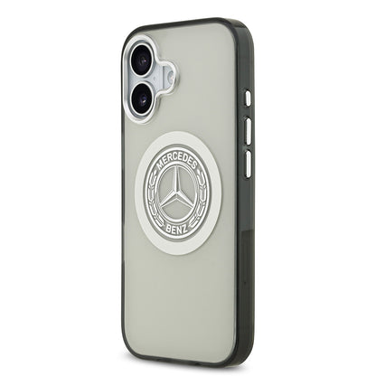 Apple iPhone 17 Kılıf Mercedes Benz Orjinal Lisanslı M-safe Şarj Özellikli Çift Katmanlı PC Nostaljik Yıldız Dizayn Kapak Siyah