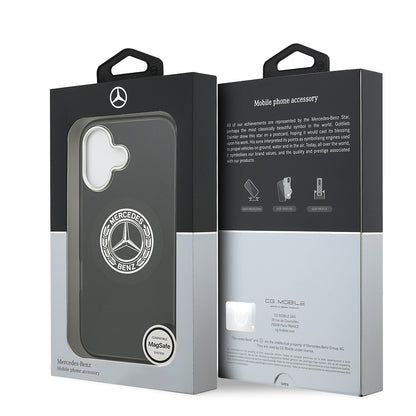 Apple iPhone 17 Kılıf Mercedes Benz Orjinal Lisanslı M-safe Şarj Özellikli Çift Katmanlı PC Nostaljik Yıldız Dizayn Kapak Gri