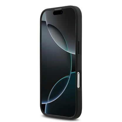 Apple iPhone 17 Kılıf Mercedes Benz Orjinal Lisanslı M-safe Şarj Özellikli Dokulu Desenli Deri Kapak Siyah