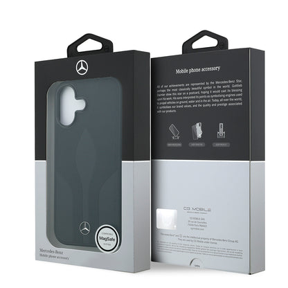 Apple iPhone 17 Kılıf Mercedes Benz Orjinal Lisanslı M-safe Şarj Özellikli Dokulu Desenli Deri Kapak Kahverengi