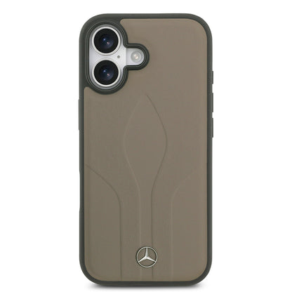 Apple iPhone 17 Kılıf Mercedes Benz Orjinal Lisanslı M-safe Şarj Özellikli Dokulu Desenli Deri Kapak Siyah