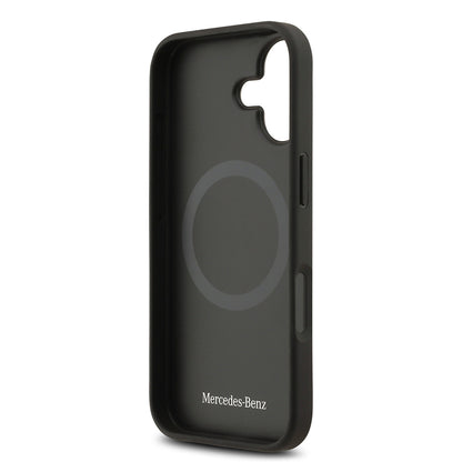 Apple iPhone 17 Kılıf Mercedes Benz Orjinal Lisanslı M-safe Şarj Özellikli Dokulu Desenli Deri Kapak Kahverengi