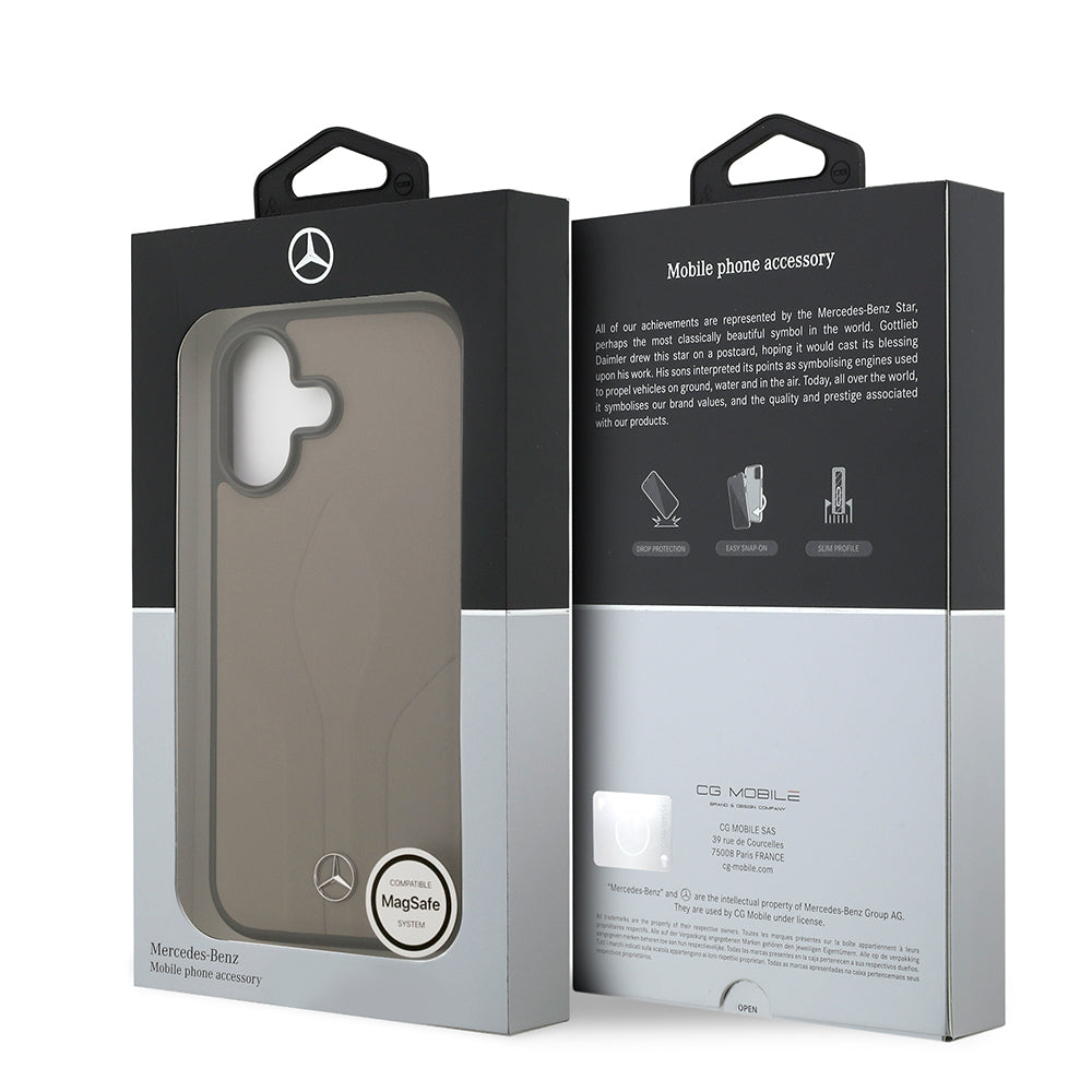 Apple iPhone 17 Kılıf Mercedes Benz Orjinal Lisanslı M-safe Şarj Özellikli Dokulu Desenli Deri Kapak Siyah