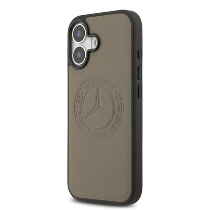 Apple iPhone 17 Kılıf Mercedes Benz Orjinal Lisanslı M-safe Şarj Özellikli Hakiki Deri Nostaljik Yıldız Dizayn Kapak Siyah