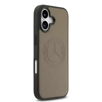 Apple iPhone 17 Kılıf Mercedes Benz Orjinal Lisanslı M-safe Şarj Özellikli Hakiki Deri Nostaljik Yıldız Dizayn Kapak Siyah