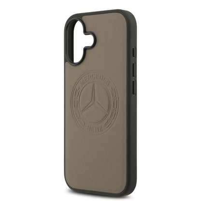 Apple iPhone 17 Kılıf Mercedes Benz Orjinal Lisanslı M-safe Şarj Özellikli Hakiki Deri Nostaljik Yıldız Dizayn Kapak Siyah