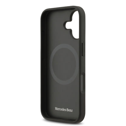 Apple iPhone 17 Kılıf Mercedes Benz Orjinal Lisanslı M-safe Şarj Özellikli Hakiki Deri Nostaljik Yıldız Dizayn Kapak Siyah