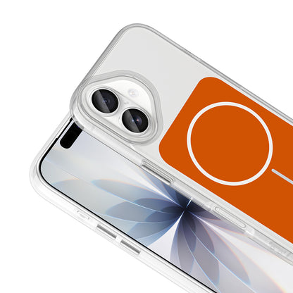 Apple iPhone 17 Kılıf Metal Buton Tasarımlı Zore İkonik Sert Silikon Kapak Turuncu