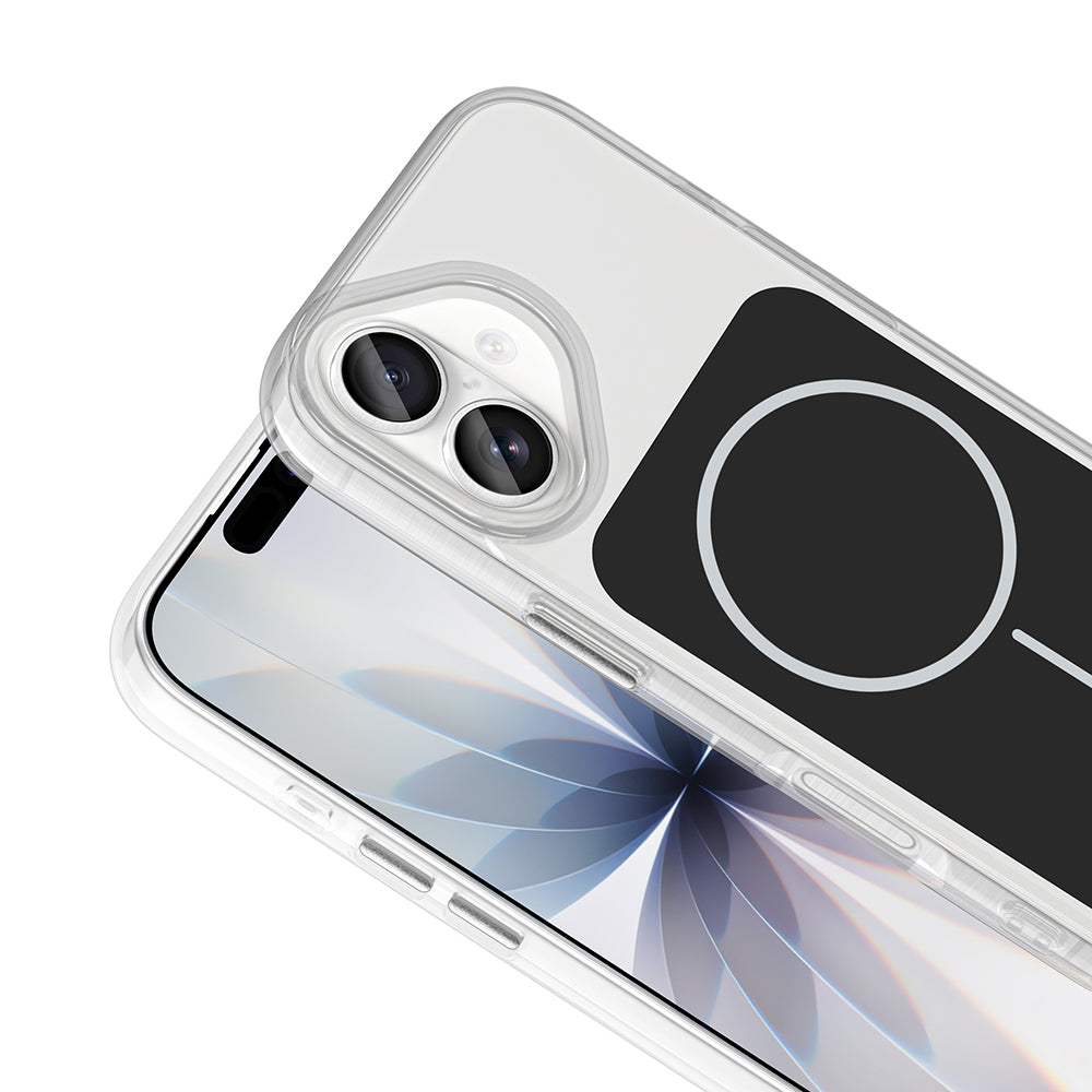 Apple iPhone 17 Kılıf Metal Buton Tasarımlı Zore İkonik Sert Silikon Kapak Beyaz