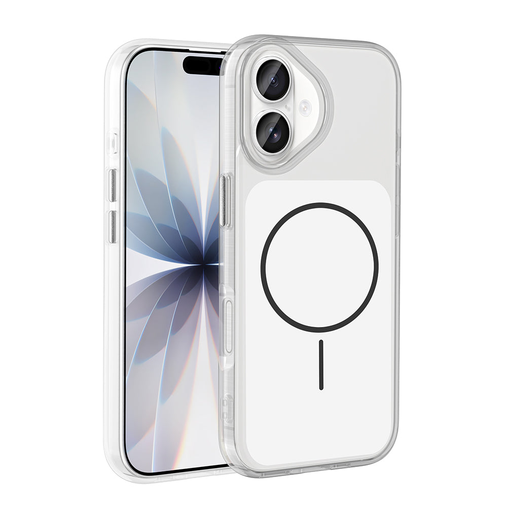 Apple iPhone 17 Kılıf Metal Buton Tasarımlı Zore İkonik Sert Silikon Kapak Beyaz