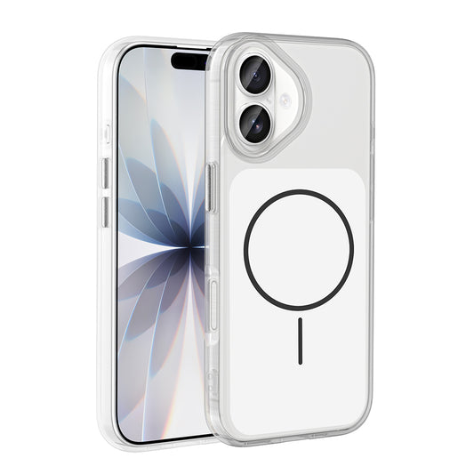 Apple iPhone 17 Kılıf Metal Buton Tasarımlı Zore İkonik Sert Silikon Kapak Beyaz