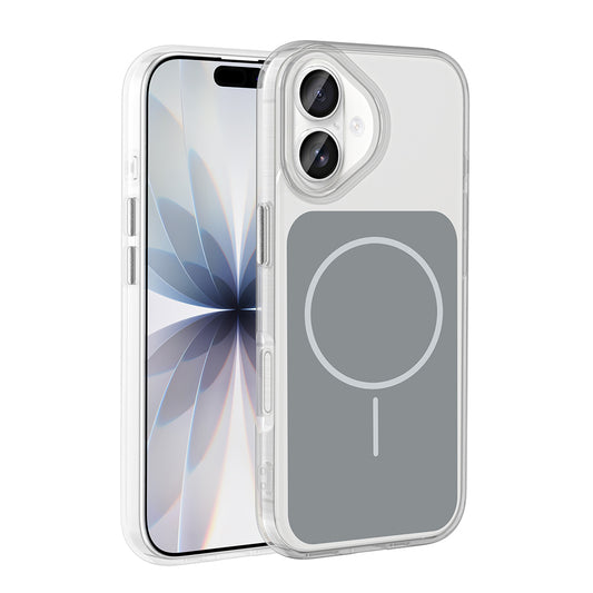 Apple iPhone 17 Kılıf Metal Buton Tasarımlı Zore İkonik Sert Silikon Kapak Gri