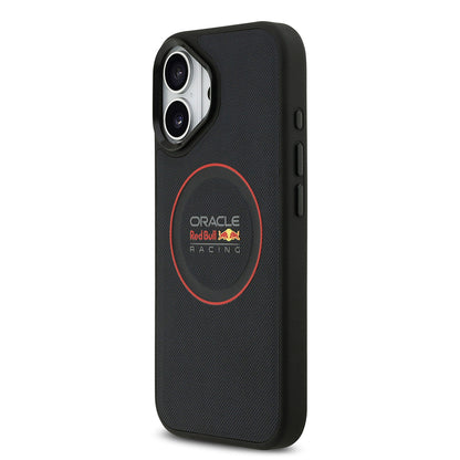 Apple iPhone 17 Kılıf Redbull Orjinal Lisanslı M-safe Şarj Özellikli Kırmızı Halka ve Logo Kabartmalı PU Deri Kapak Lacivert