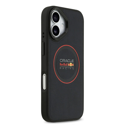 Apple iPhone 17 Kılıf Redbull Orjinal Lisanslı M-safe Şarj Özellikli Kırmızı Halka ve Logo Kabartmalı PU Deri Kapak Lacivert