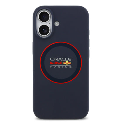 Apple iPhone 17 Kılıf Redbull Orjinal Lisanslı M-safe Şarj Özellikli Kırmızı Halka ve Logo Silikon Kapak Lacivert