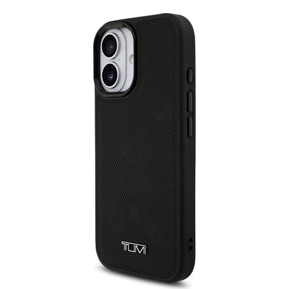 Apple iPhone 17 Kılıf TUMI M-safe Şarj Özellikli Deri Noktalı Dizayn Kapak Siyah