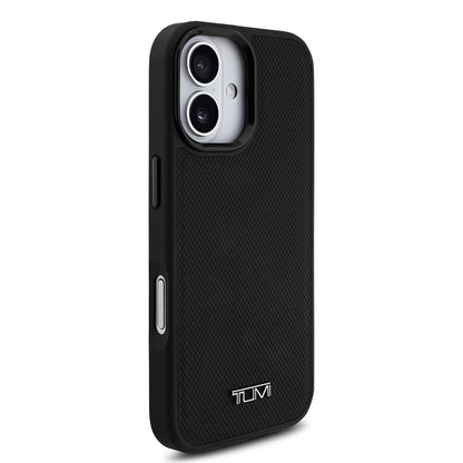 Apple iPhone 17 Kılıf TUMI M-safe Şarj Özellikli Deri Noktalı Dizayn Kapak Siyah