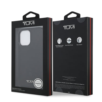 Apple iPhone 17 Kılıf TUMI M-safe Şarj Özellikli Deri Noktalı Dizayn Kapak Siyah
