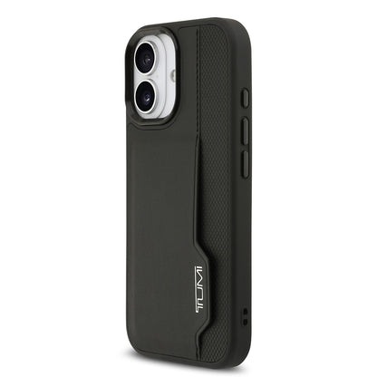 Apple iPhone 17 Kılıf TUMI Orjinal Lisanslı Deri Dikey Kartlıklı Kapak Siyah