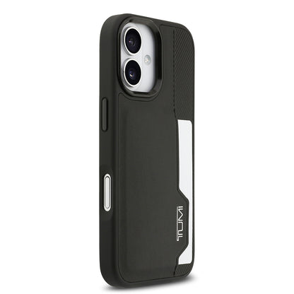 Apple iPhone 17 Kılıf TUMI Orjinal Lisanslı Deri Dikey Kartlıklı Kapak Siyah