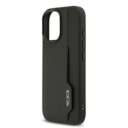 Apple iPhone 17 Kılıf TUMI Orjinal Lisanslı Deri Dikey Kartlıklı Kapak Siyah