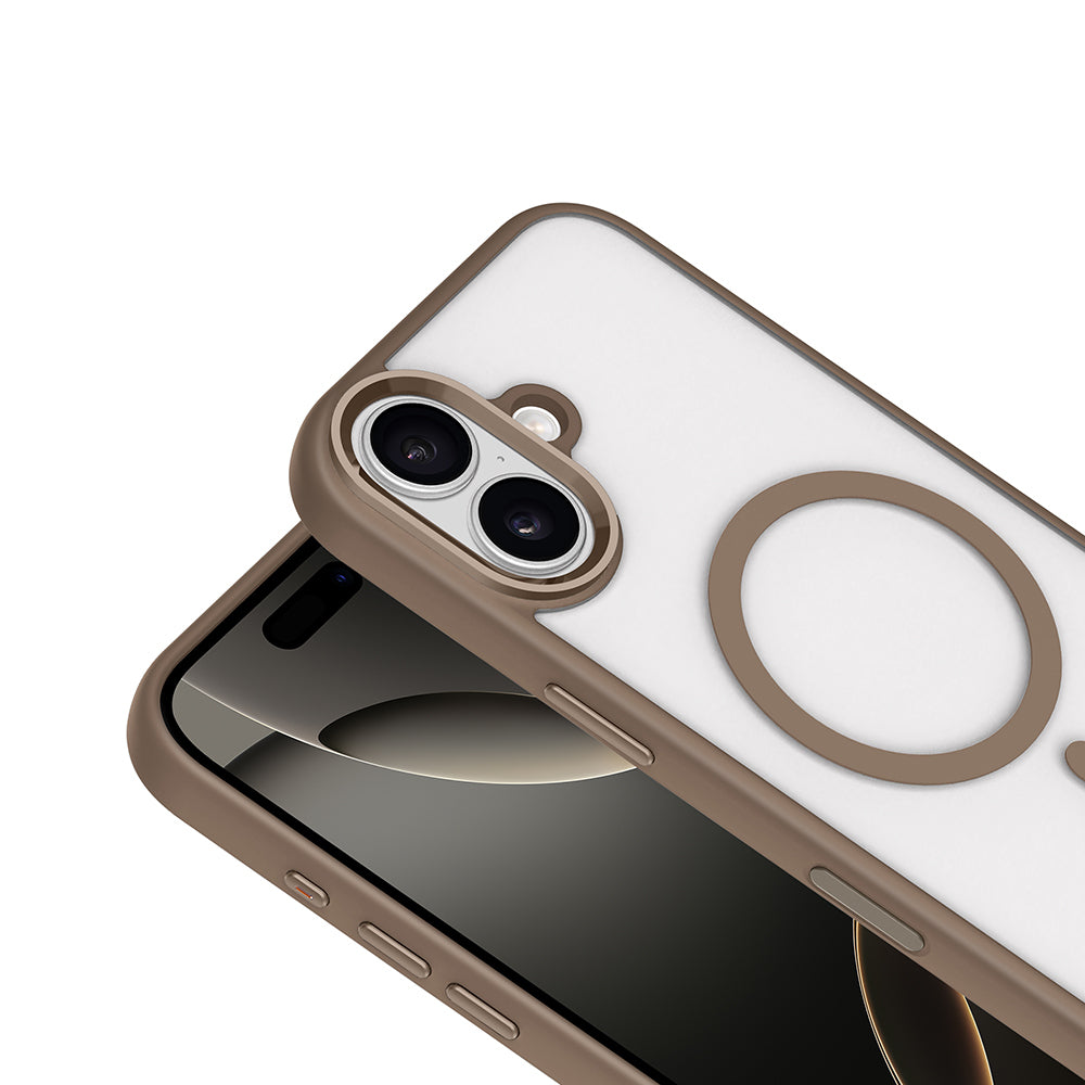 Apple iPhone 17 Kılıf Wireless Şarj Özellikli Zore Krom M-safe Silikon Kapak Turuncu