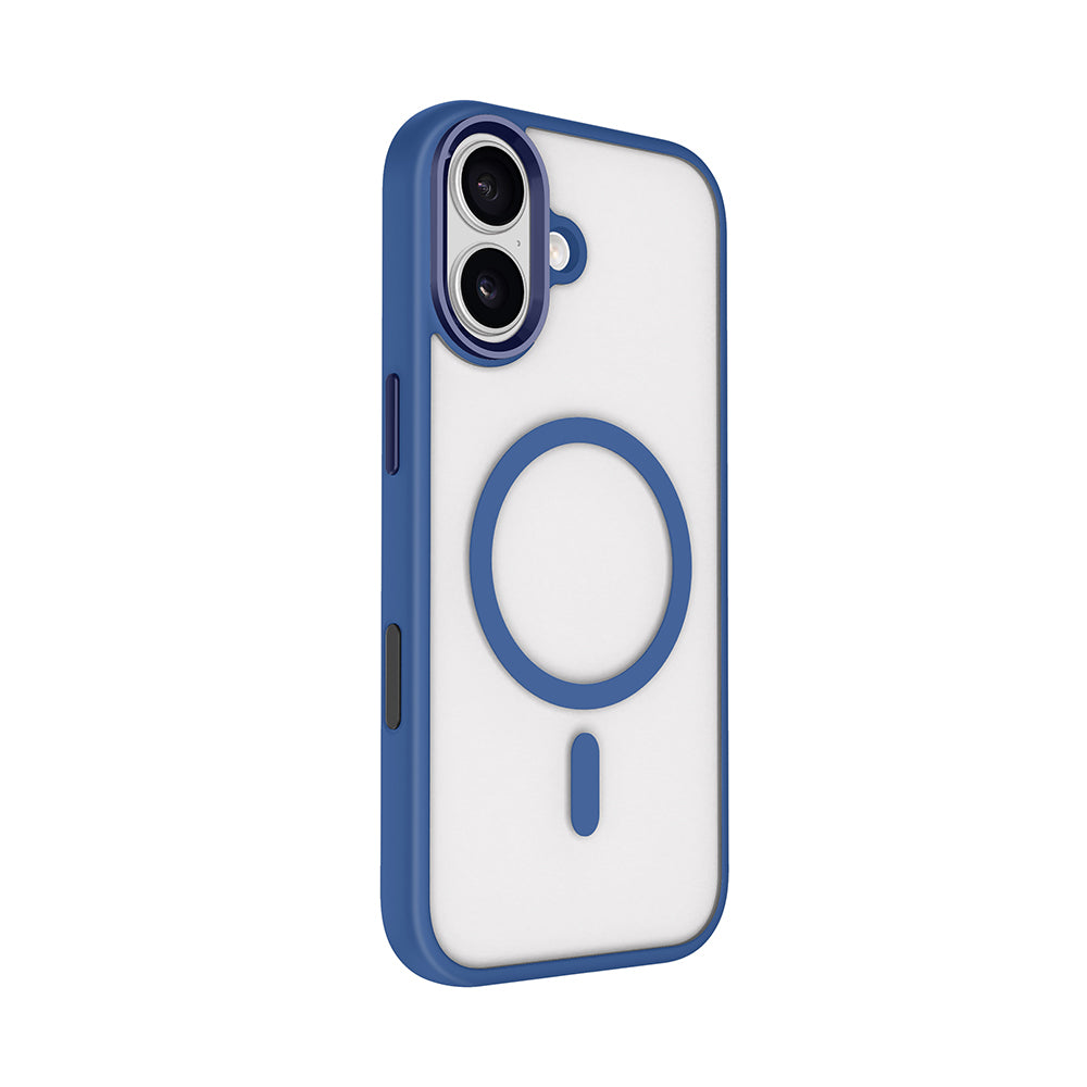 Apple iPhone 17 Kılıf Wireless Şarj Özellikli Zore Krom M-safe Silikon Kapak Lacivert