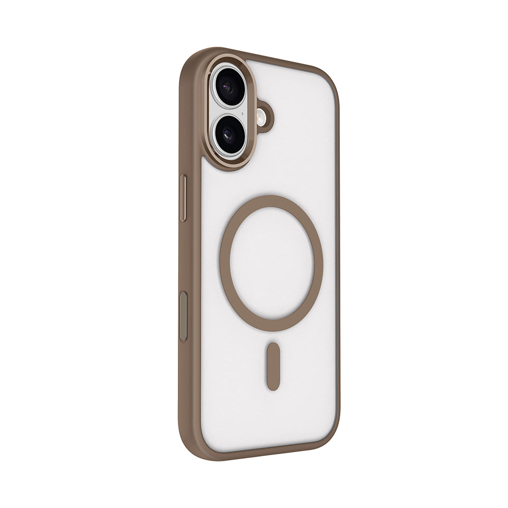 Apple iPhone 17 Kılıf Wireless Şarj Özellikli Zore Krom M-safe Silikon Kapak Turuncu