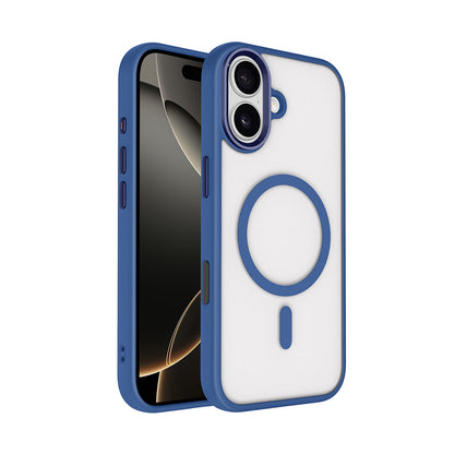 Apple iPhone 17 Kılıf Wireless Şarj Özellikli Zore Krom M-safe Silikon Kapak Lacivert