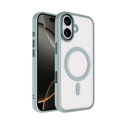 Apple iPhone 17 Kılıf Wireless Şarj Özellikli Zore Krom M-safe Silikon Kapak Gri