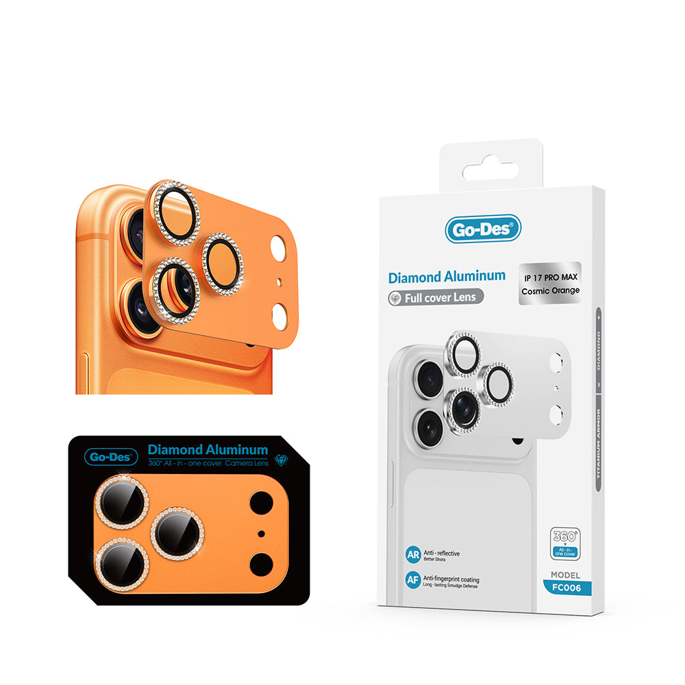 Apple iPhone 17 Pro Go Des FC006 Diamond Titanyum Serisi Anti Reflective Kamera Lens Koruyucu