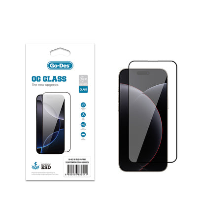Apple iPhone 17 Pro Go Des OG Glass Antistatik Temperli Cam Ekran Koruyucu Şeffaf