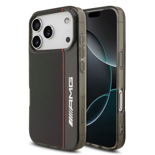 Apple iPhone 17 Pro Kılıf AMG Orjinal Lisanslı M-safe Şarj Özellikli IML Baskı Logolu Çift Katmanlı Bow Lines Kapak Siyah