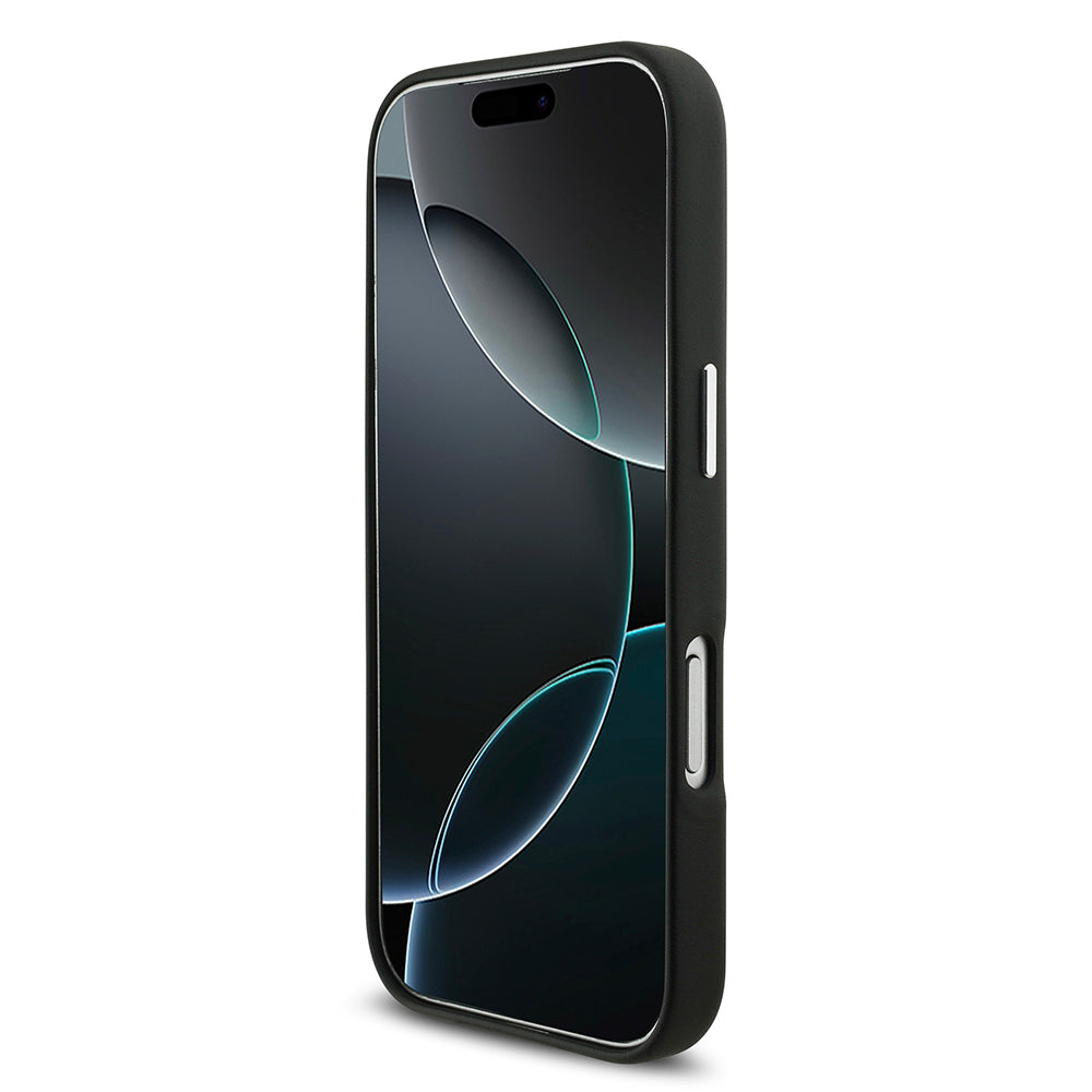 Apple iPhone 17 Pro Kılıf Aston Martin Orjinal Lisanslı M-safe Şarj Özellikli Metal Logolu PU Deri Kapak Siyah