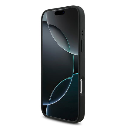 Apple iPhone 17 Pro Kılıf BMW Orjinal Lisanslı M-safe Şarj Özellikli Deri Arka Yüzey Metal Logolu Delikli Şerit Tasarımlı Kapak Gri