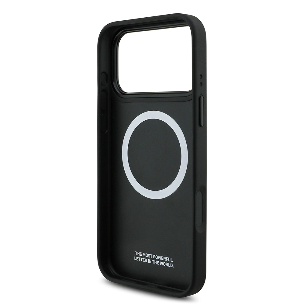 Apple iPhone 17 Pro Kılıf BMW Orjinal Lisanslı M-safe Şarj Özellikli Deri Arka Yüzey Metal Logolu Delikli Şerit Tasarımlı Kapak Lacivert