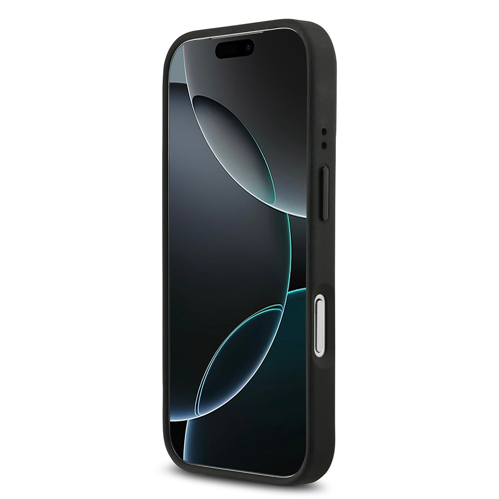 Apple iPhone 17 Pro Kılıf BMW Orjinal Lisanslı M-safe Şarj Özellikli Deri Arka Yüzey Metal Logolu Delikli Şerit Tasarımlı Kapak Lacivert