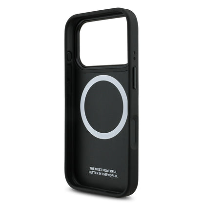 Apple iPhone 17 Pro Kılıf BMW Orjinal Lisanslı M-safe Şarj Özellikli M Logolu Üç Şeritli Delikli Deri Kapak Siyah