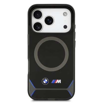Apple iPhone 17 Pro Kılıf BMW Orjinal Lisanslı M-safe Şarj Özellikli Metal Buton Tasarımlı IML Baskılı M Dizayn Kapak Mavi