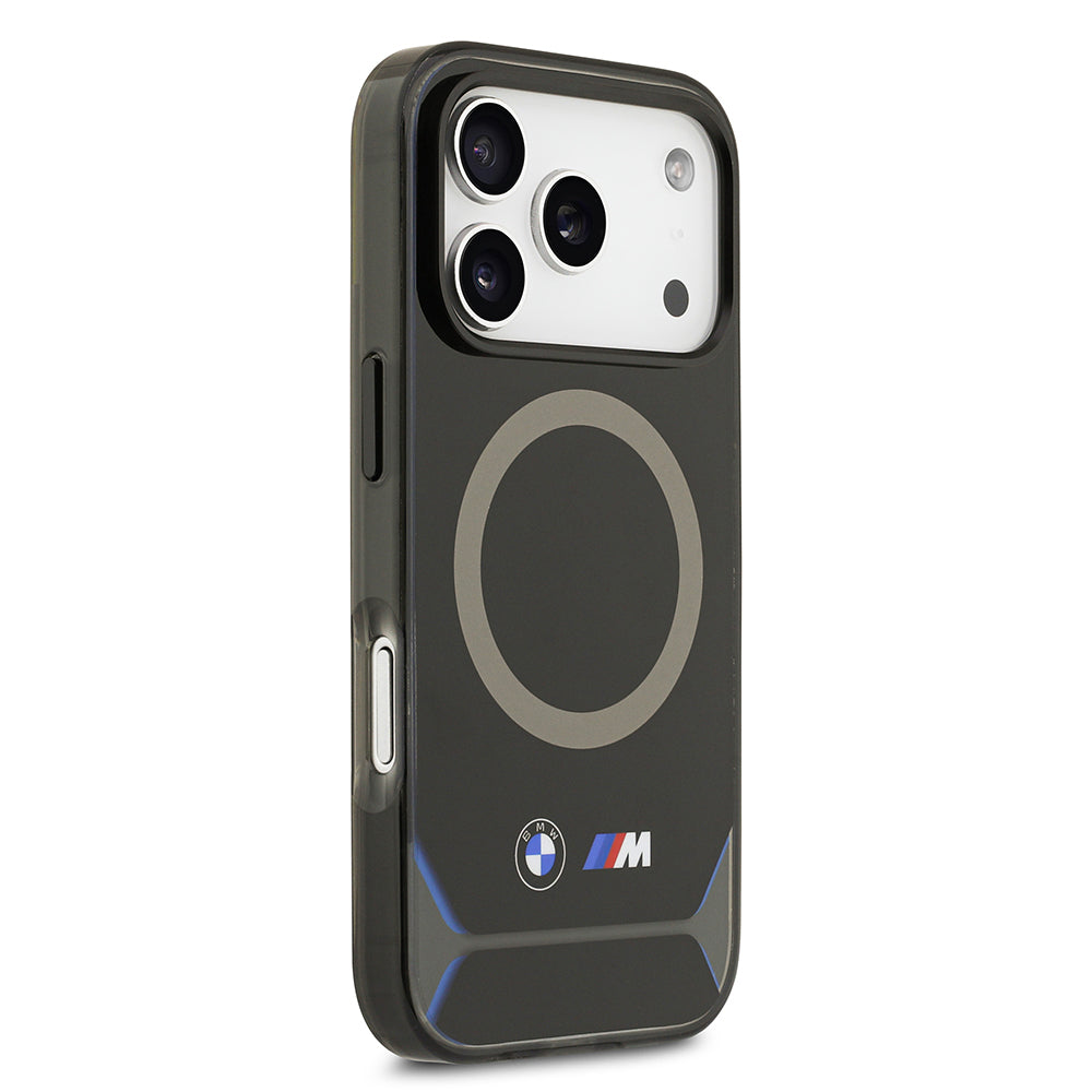 Apple iPhone 17 Pro Kılıf BMW Orjinal Lisanslı M-safe Şarj Özellikli Metal Buton Tasarımlı IML Baskılı M Dizayn Kapak Mavi
