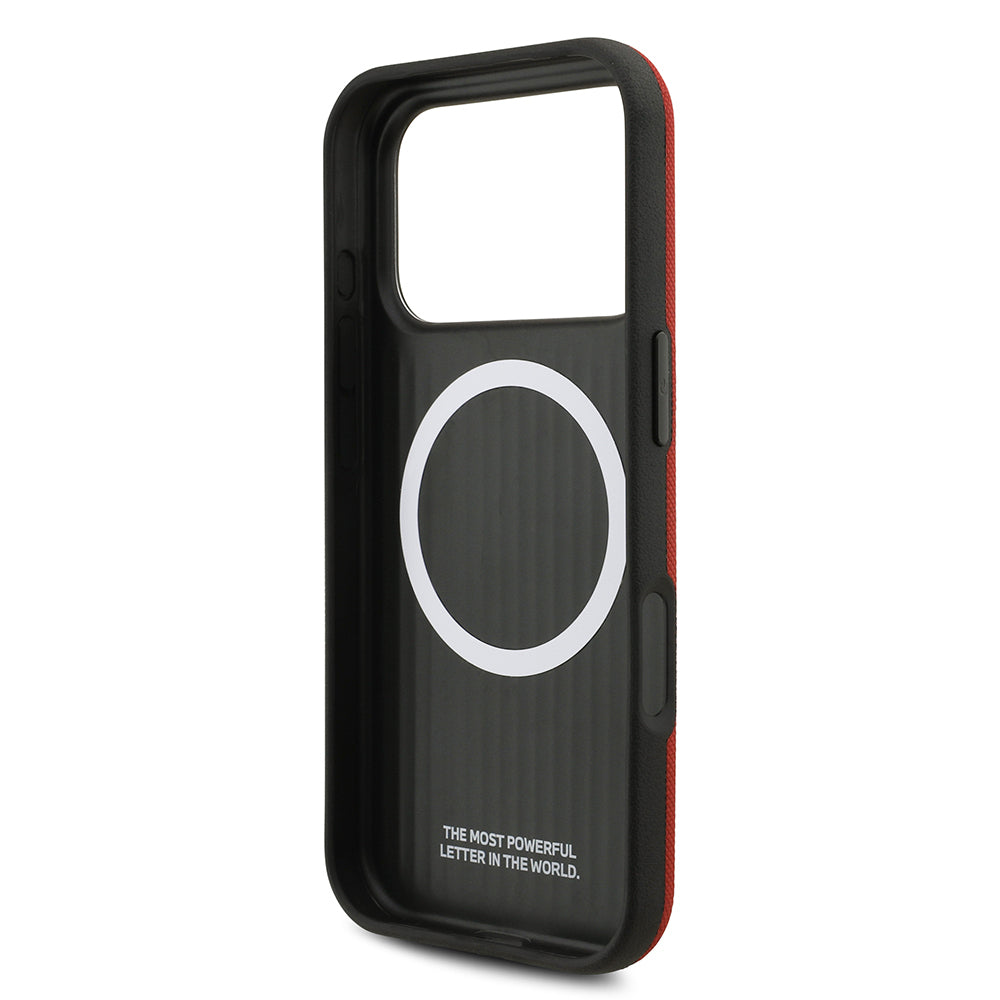 Apple iPhone 17 Pro Kılıf BMW Orjinal Lisanslı M-safe Şarj Özellikli Metal Logolu Delikli M Dizayn Deri Kapak Gri