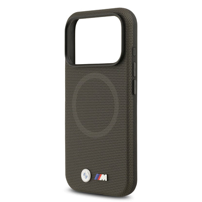 Apple iPhone 17 Pro Kılıf BMW Orjinal Lisanslı M-safe Şarj Özellikli Metal Logolu Delikli M Dizayn Deri Kapak Kırmızı