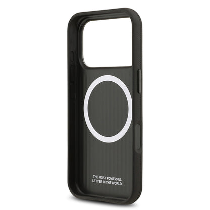 Apple iPhone 17 Pro Kılıf BMW Orjinal Lisanslı M-safe Şarj Özellikli Metal Logolu Delikli M Dizayn Deri Kapak Siyah