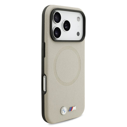 Apple iPhone 17 Pro Kılıf BMW Orjinal Lisanslı M-safe Şarj Özellikli Metal Logolu Delikli M Dizayn Deri Kapak Lacivert